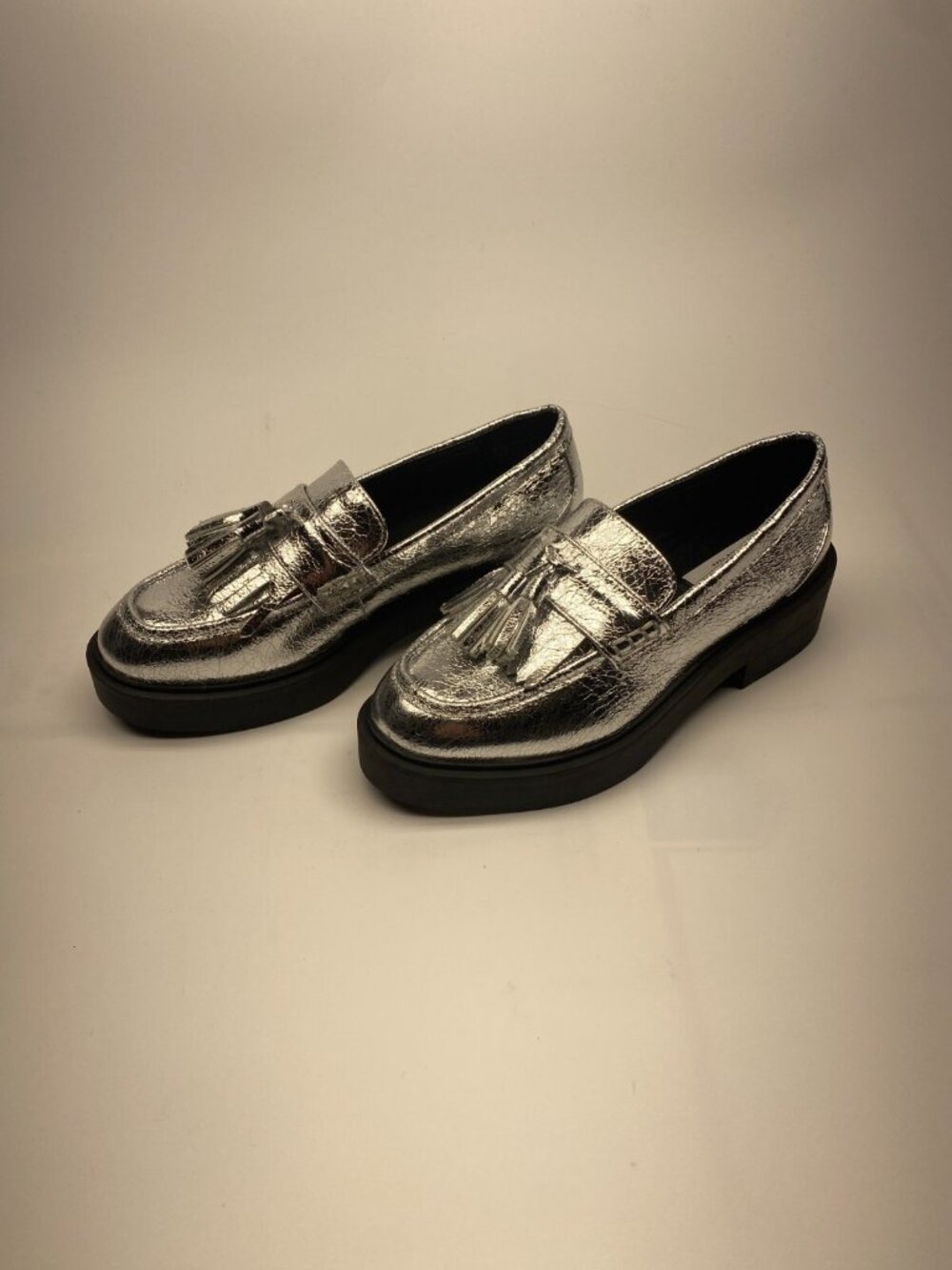 Steven New York Women White Beryn Platform Kiltie Metallic Tassel Loafer Sz 7.5